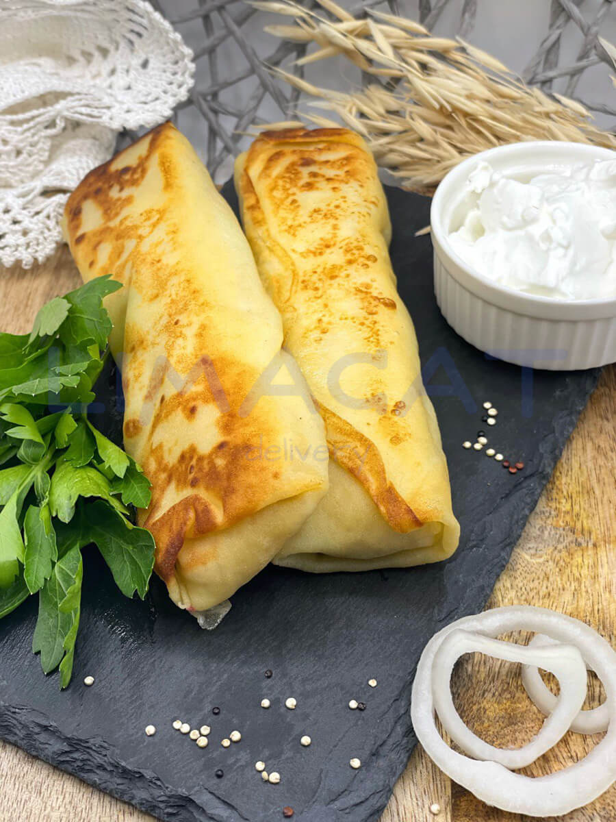 Блины с мясом и яйцом