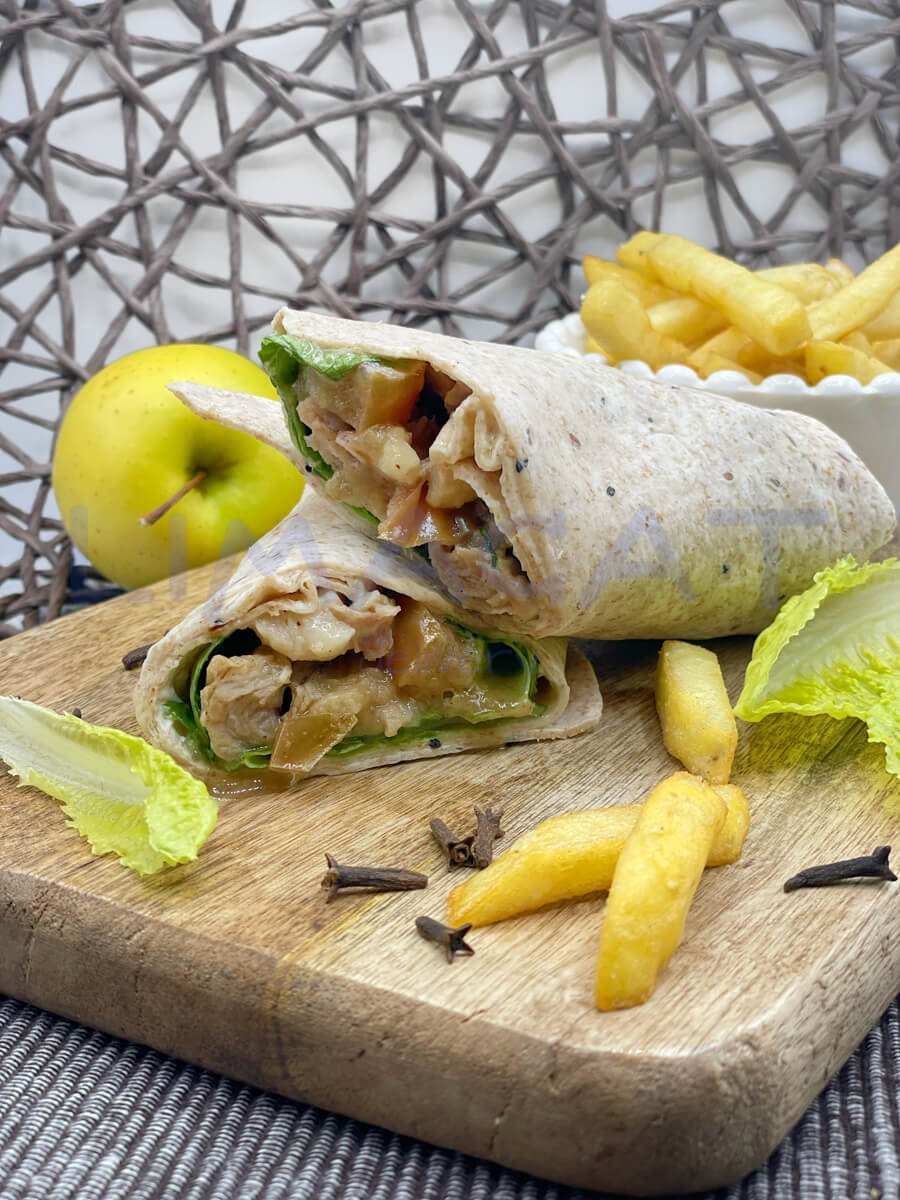 Περιτύλιγμα πάπιας καραμέλας και πατάτες τηγανιτές