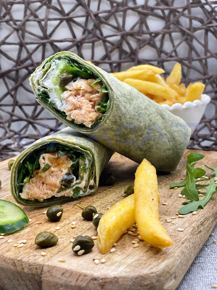 Grilled Salmon Wrap + French Fries