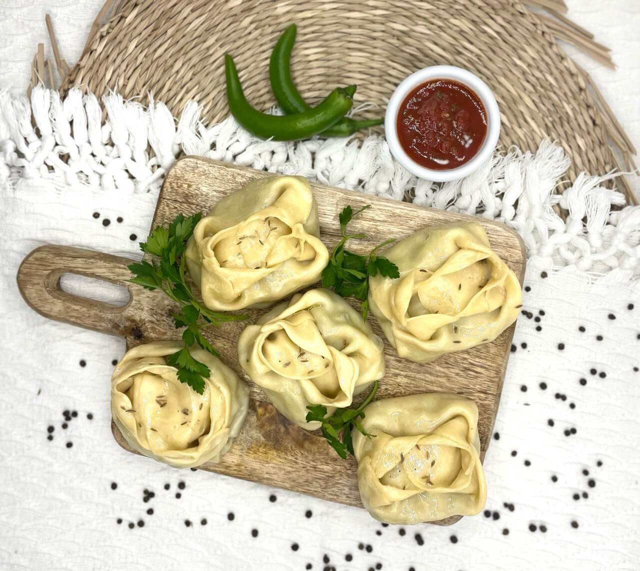 Manty with chopped lamb